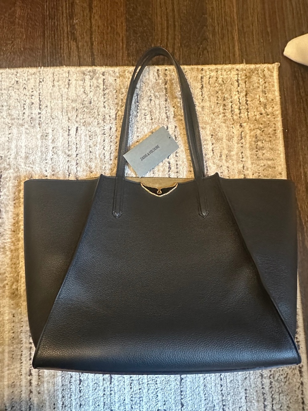 Zadig & Voltaire Le Borderline Grained Leather Tote Black